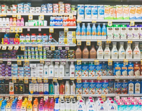 dairy products on shelf