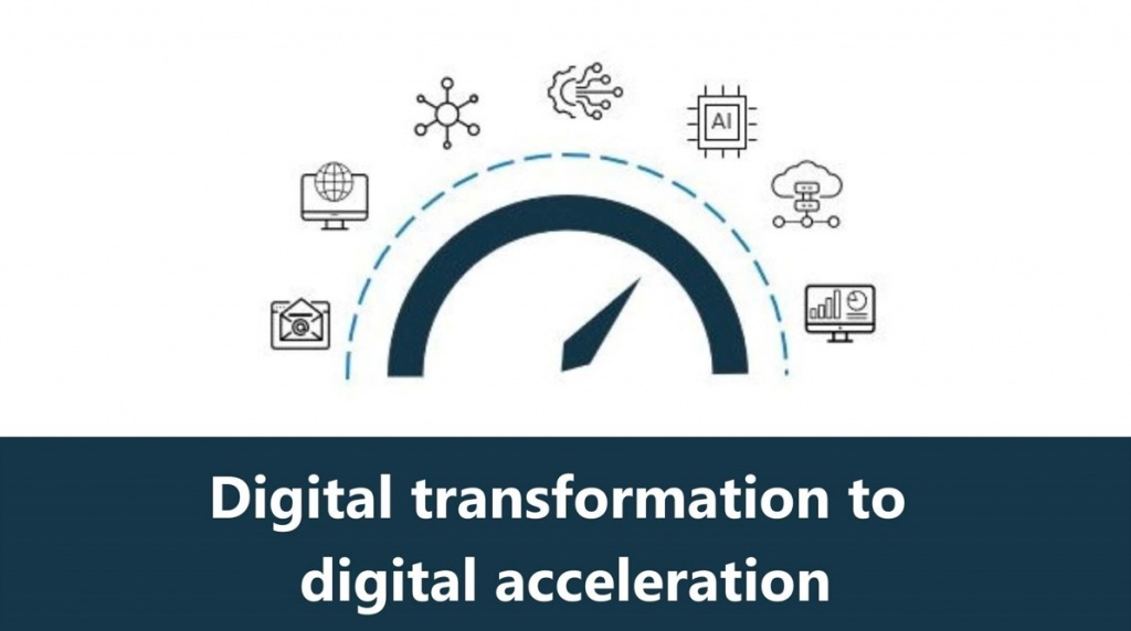 speedometer illustration digital transformation to digital acceleration