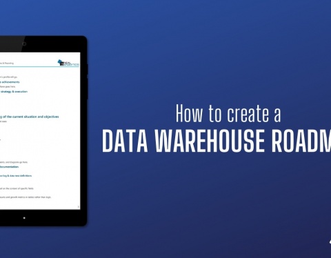 tablet showing data warehouse roadmap example on screen