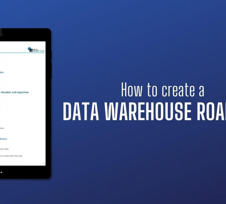 tablet showing data warehouse roadmap example on screen