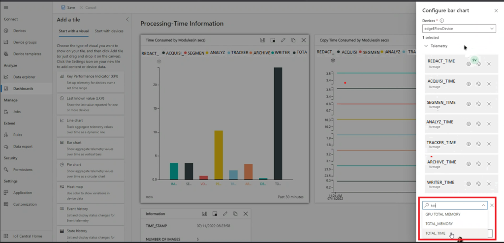 Adding important information to IoT central dashboard